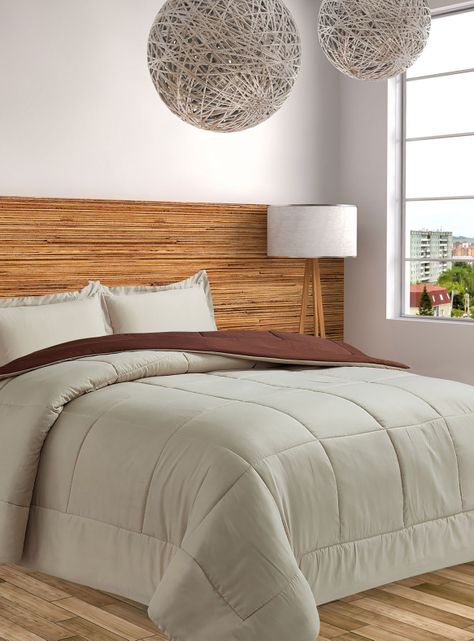 Plumón Cubrecama Reversible Marnie 2 Plazas Beige-1