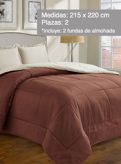 Plumón Cubrecama Reversible Marnie 2 Plazas Beige-2