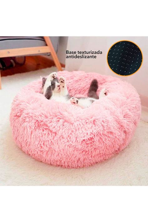 Cama Mascotas Antiestres Circular Felpa S Rosado-4