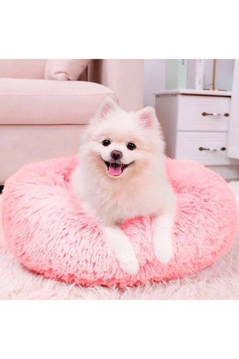 Cama Mascotas Antiestres Circular Felpa S Rosado-5