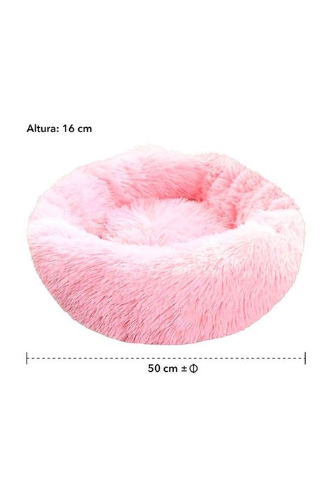 Cama Mascotas Antiestres Circular Felpa S Rosado-2