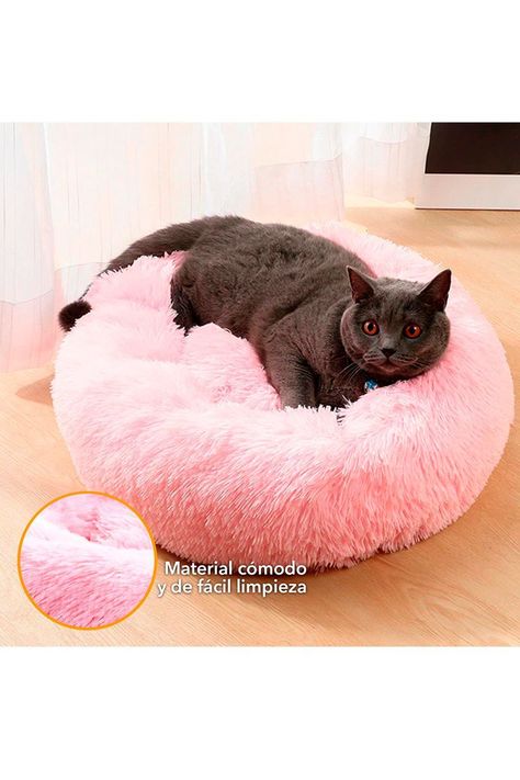 Cama Mascotas Antiestres Circular Felpa S Rosado-3
