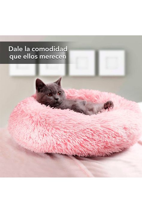 Cama Mascotas Antiestres Circular Felpa S Rosado-1