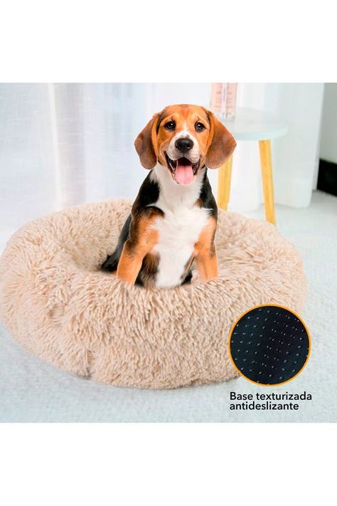Cama Mascotas Antiestres Circular Felpa L Damasco-4