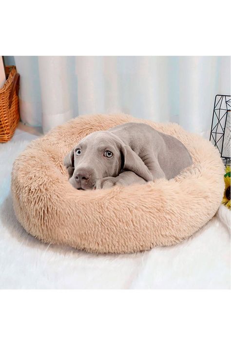 Cama Mascotas Antiestres Circular Felpa L Damasco-5