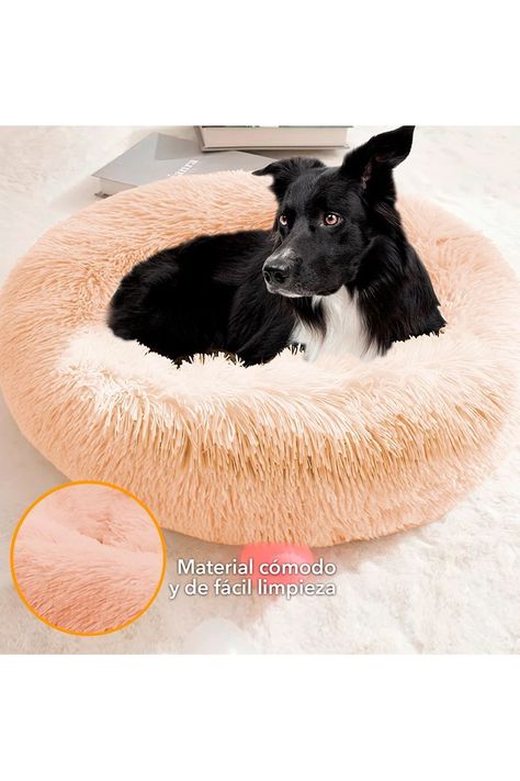 Cama Mascotas Antiestres Circular Felpa L Damasco-3