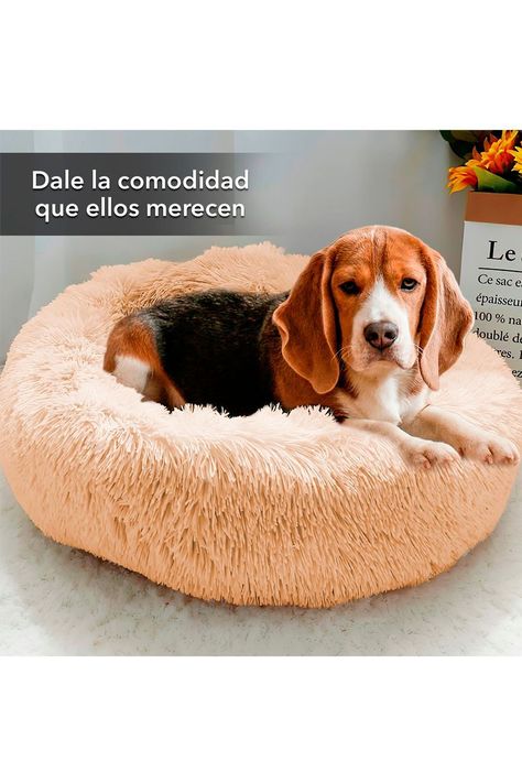 Cama Mascotas Antiestres Circular Felpa L Damasco-1