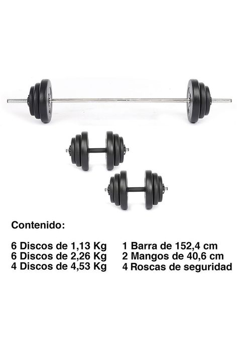 Set de Mancuernas y Barra 40,8 Kg 2 en 1 Negro-2