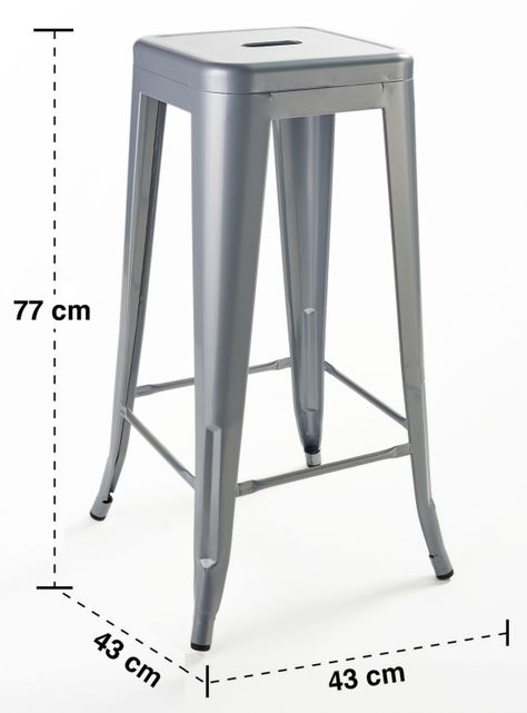 Pack 4 Pisos de Bar Metal Tolix Gris-2