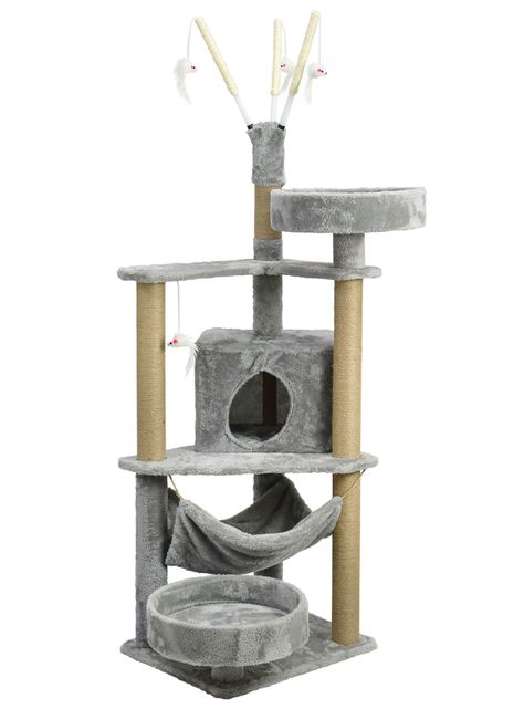 Gimnasio Rascador Para Gatos Interact 140cm Gris-0
