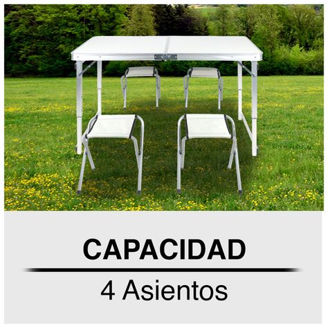 Mesa de Camping con Asientos Blanco-4