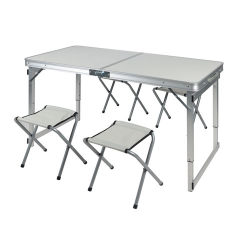 Mesa de Camping con Asientos Blanco-0
