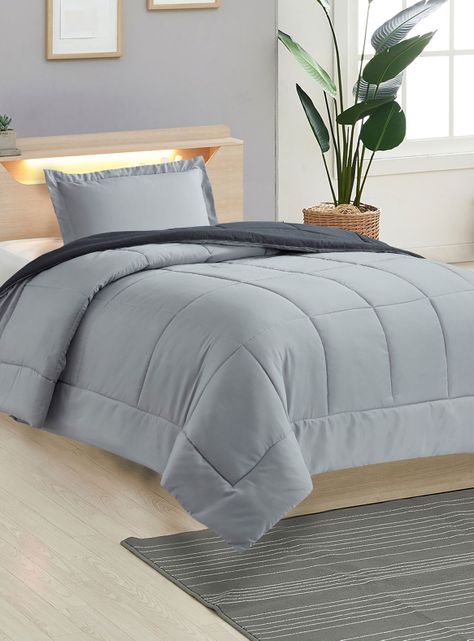 Plumón Cubrecama Reversible Marnie 1.5 Plazas Gris-1
