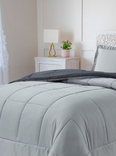 Plumón Cubrecama Reversible Marnie 1.5 Plazas Gris-5