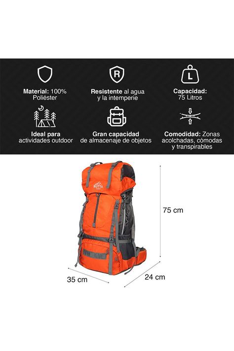MOCHILA CAMPING 75L NARANJO-2