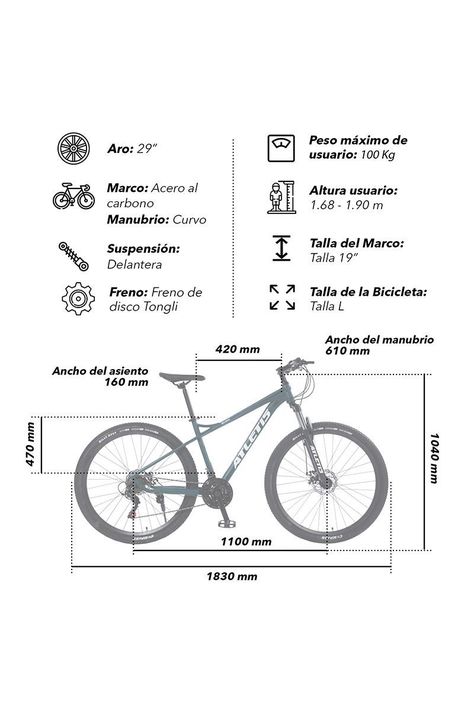 Bicicleta Mountain Bike Bure 29" L Verde Petróleo -2