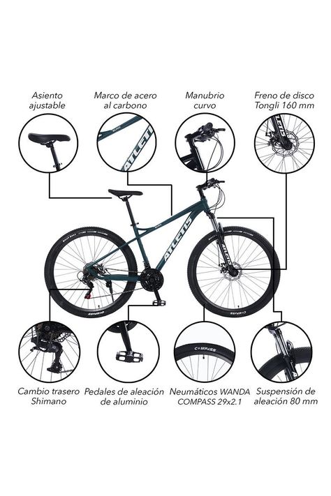 Bicicleta Mountain Bike Bure 29" L Verde Petróleo -3