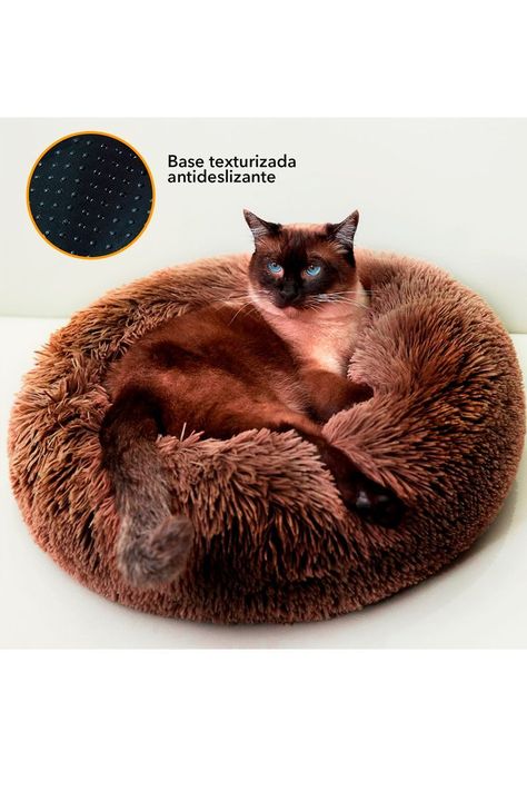 Cama Mascotas Antiestres Circular Felpa S Café-4