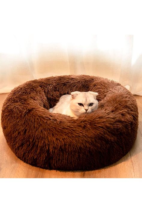 Cama Mascotas Antiestres Circular Felpa S Café-5