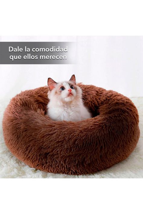 Cama Mascotas Antiestres Circular Felpa S Café-1