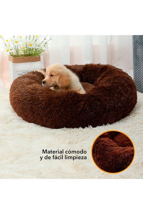 Cama Mascotas Antiestres Circular Felpa S Café-3