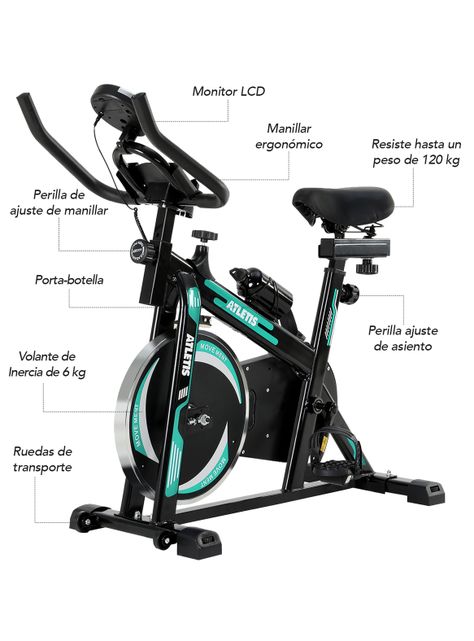 Bicicleta Spinning K300 Pro con Volante Inercia 6 kg Verde-1