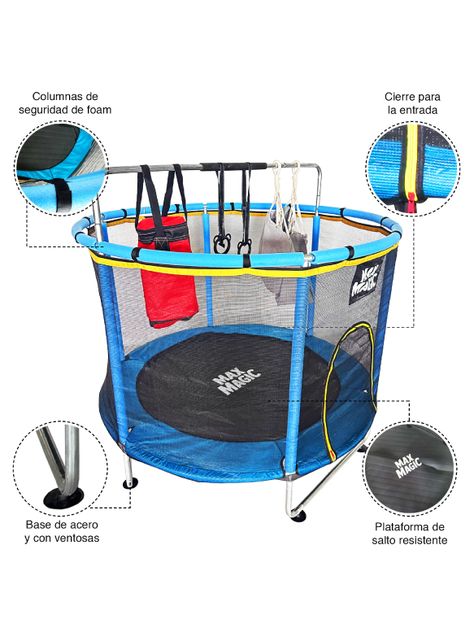 Cama Elástica Infantil Max Magic Azul con Accesorios 140cm-3