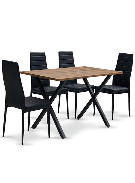Comedor Bristol Mesa 75x70x120 4 Sillas Pu Negro-0