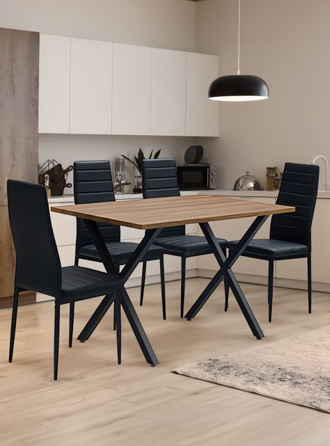 Comedor Bristol Mesa 75x70x120 4 Sillas Pu Negro-1