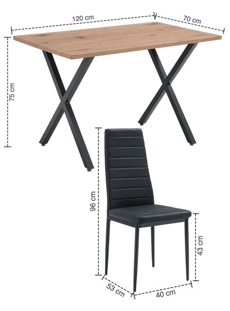Comedor Bristol Mesa 75x70x120 4 Sillas Pu Negro-2