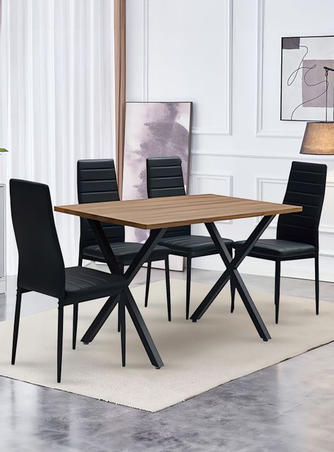 Comedor Bristol Mesa 75x70x120 4 Sillas Pu Negro-5