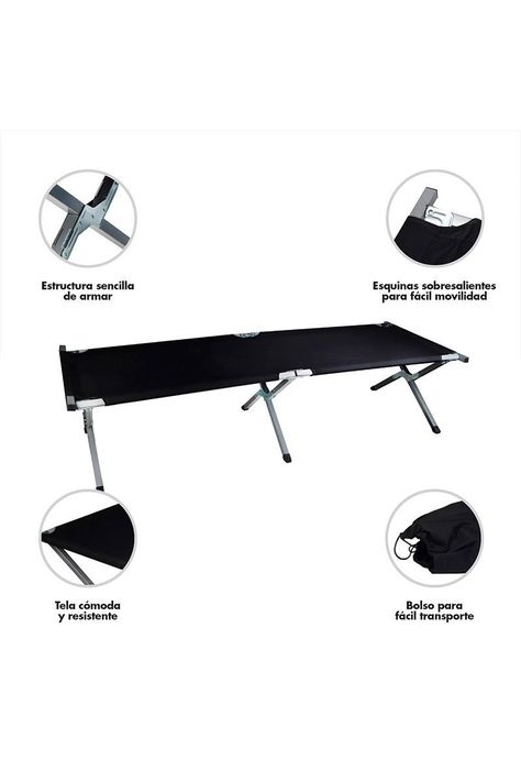 Cama Plegable  1 Persona Negro-3