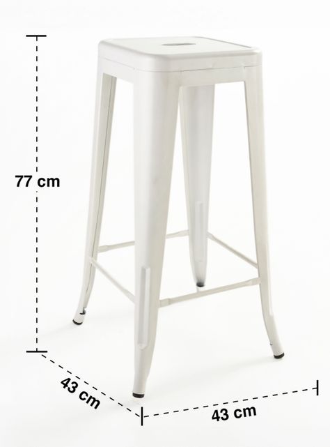 Pack 4 Pisos de Bar Metal Tolix Blanco-2