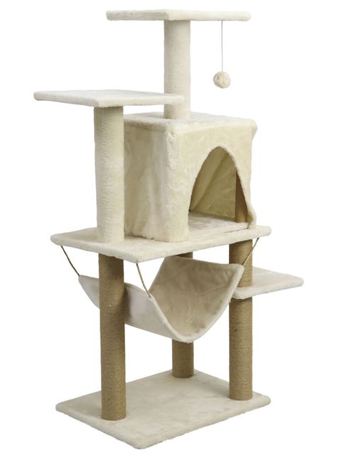 Torre Rascador Para Gatos Casa-Hamaca 113cm Beige-0