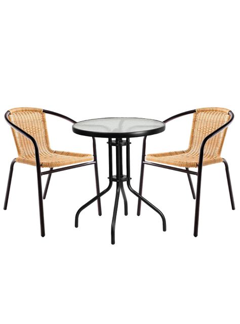 Set terraza Maceio 2 sillas + Mesa vidrio 70x60 cm Beige-0