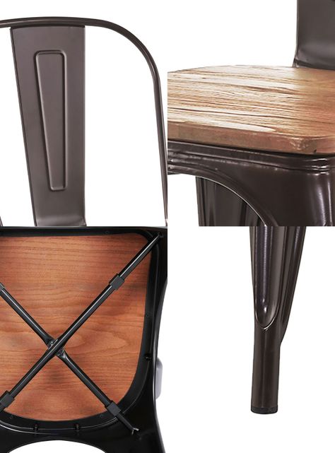 Pack 4 Sillas Tolix Vintage Asiento Madera Café-4