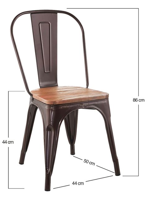 Pack 4 Sillas Tolix Vintage Asiento Madera Café-2