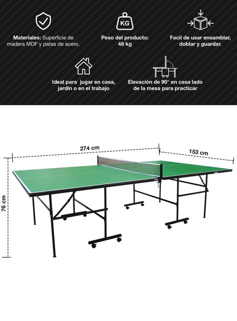 Mesa de Ping Pong Plegable Verde-2