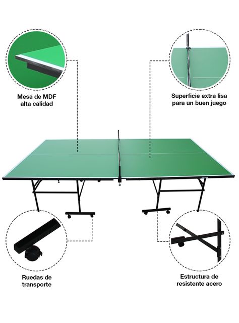 Mesa de Ping Pong Plegable Verde-3