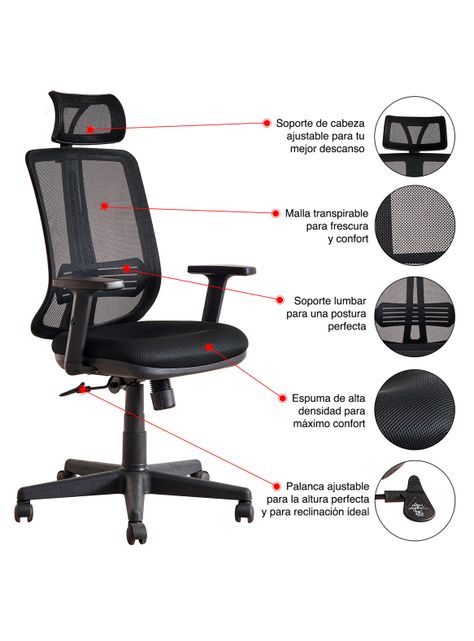 Silla de Escritorio Autonomous Full - Negro-2