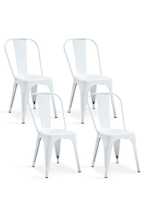 Pack De 4 Silla Metal Tolix Blanco-0