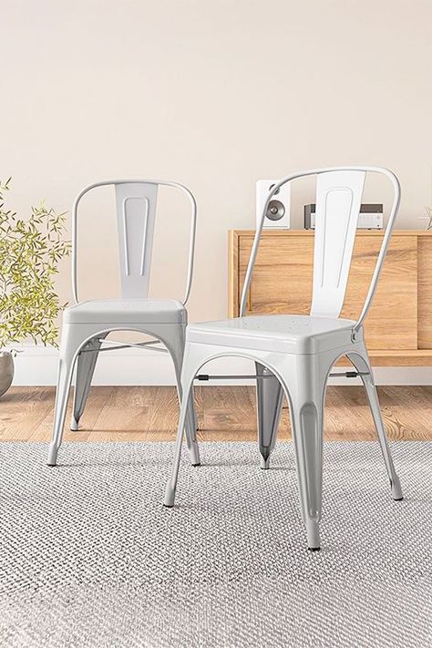 Pack De 4 Silla Metal Tolix Blanco-1