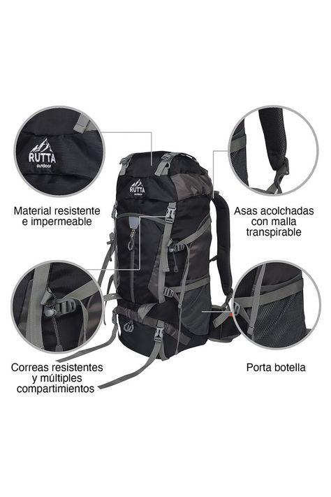 MOCHILA CAMPING 50L NEGRO-3