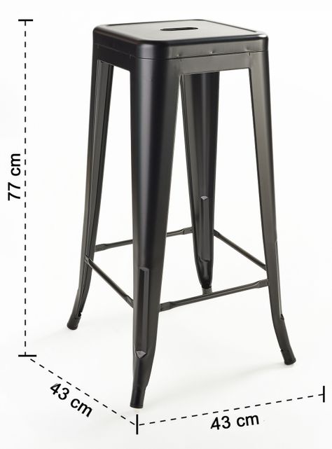 Pack 4 Pisos de Bar Metal Tolix Negro-2