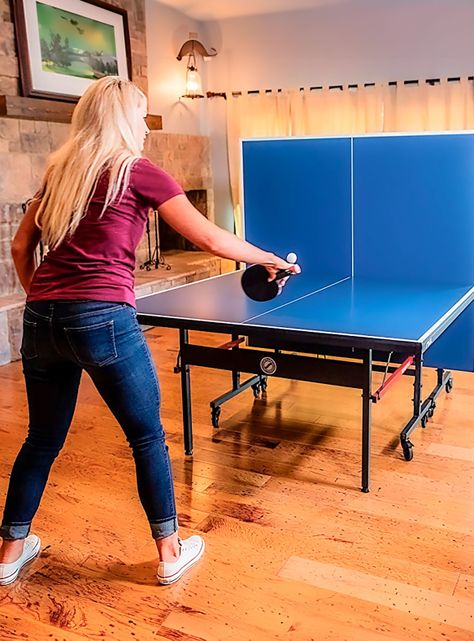 Mesa de Ping Pong Plegable Profesional Azul-1