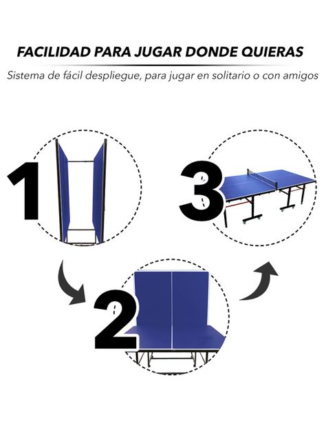 Mesa de Ping Pong Plegable Profesional Azul-4