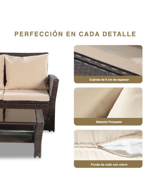 Set Living Terraza 4 Piezas Mediterraneo Café-5