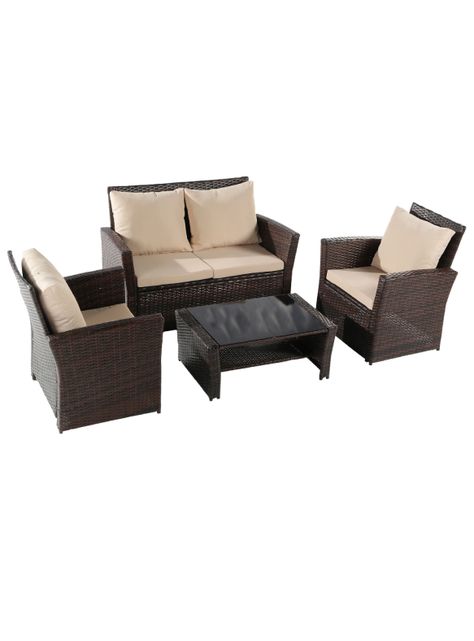 Set Living Terraza 4 Piezas Mediterraneo Café-0