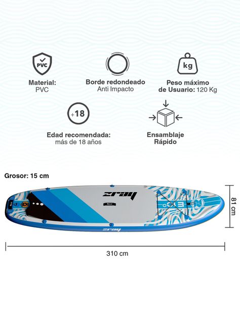 Set Stand Up Paddle 13x76x297 cm Azul-2