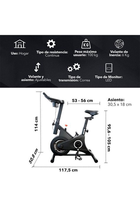 Bicicleta Spinning Atletis L100 Volante 6 Kg-2